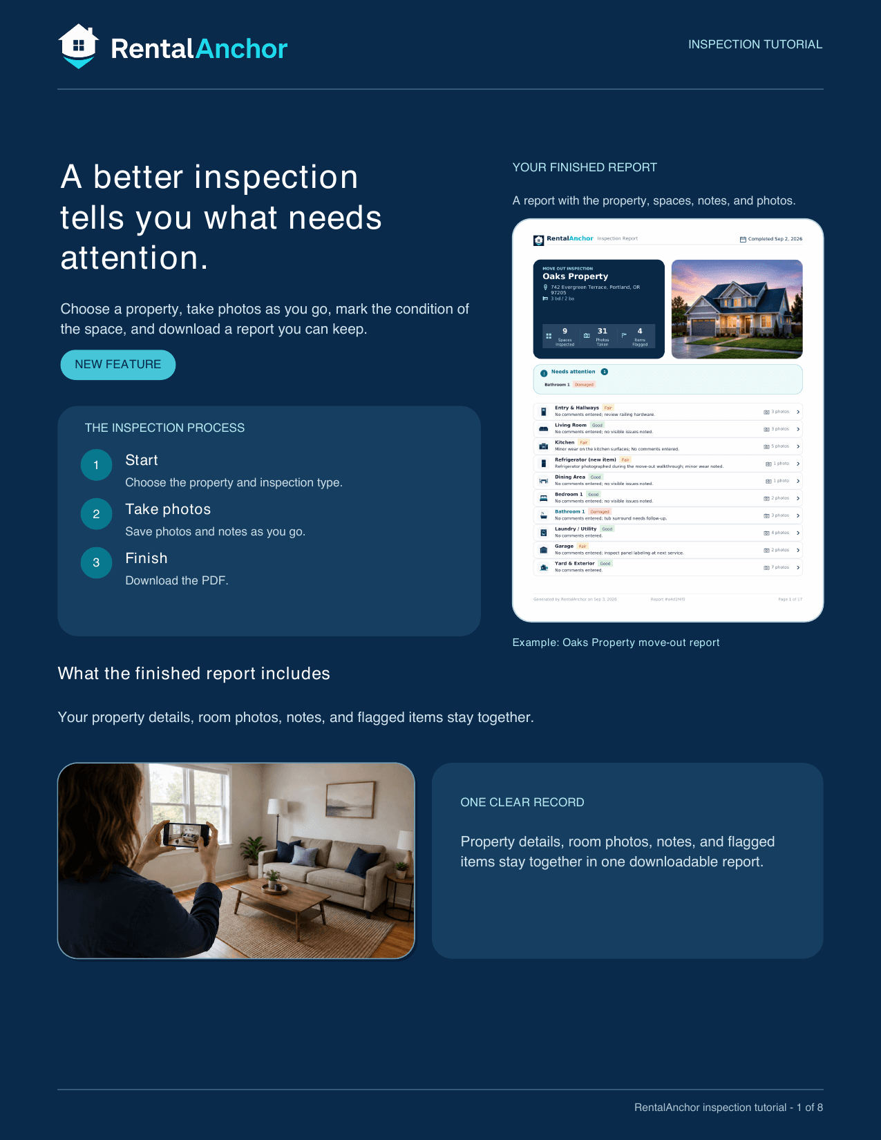Fictional Oaks Property completed RentalAnchor inspection report preview